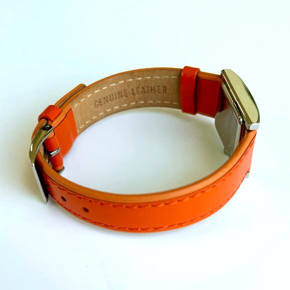 Skagen Denmark Square Watch Mother of Pearl Orange Leather Strap 2000s Vintage main image 4